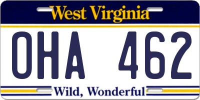WV license plate OHA462