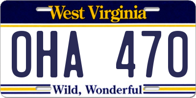 WV license plate OHA470