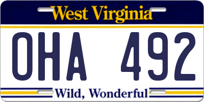 WV license plate OHA492