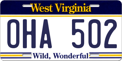 WV license plate OHA502