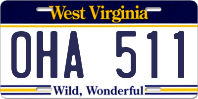 WV license plate OHA511