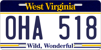 WV license plate OHA518