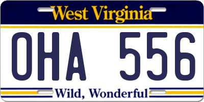 WV license plate OHA556