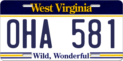 WV license plate OHA581