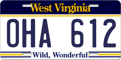 WV license plate OHA612