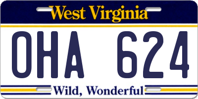 WV license plate OHA624