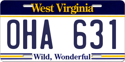 WV license plate OHA631