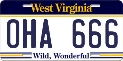WV license plate OHA666