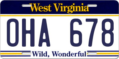 WV license plate OHA678