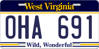 WV license plate OHA691
