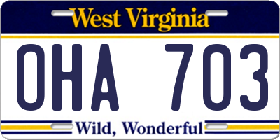 WV license plate OHA703