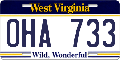 WV license plate OHA733