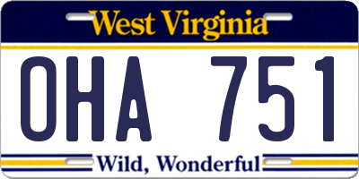 WV license plate OHA751