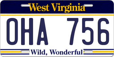 WV license plate OHA756