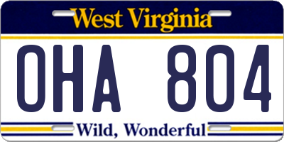 WV license plate OHA804