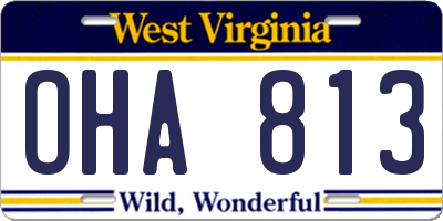 WV license plate OHA813