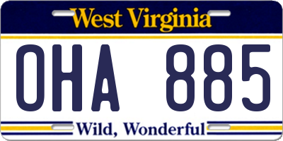 WV license plate OHA885