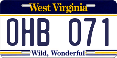 WV license plate OHB071