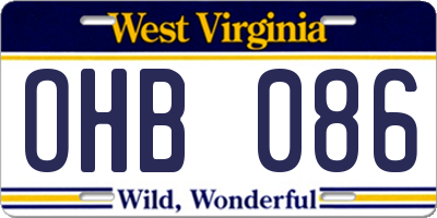 WV license plate OHB086