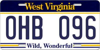 WV license plate OHB096