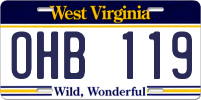 WV license plate OHB119