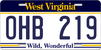 WV license plate OHB219