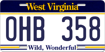WV license plate OHB358