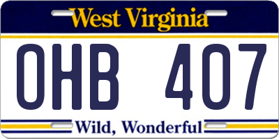 WV license plate OHB407