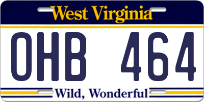 WV license plate OHB464