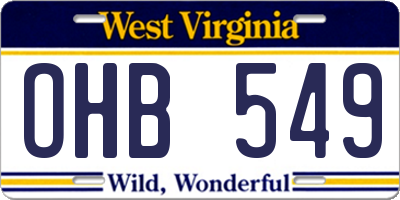 WV license plate OHB549