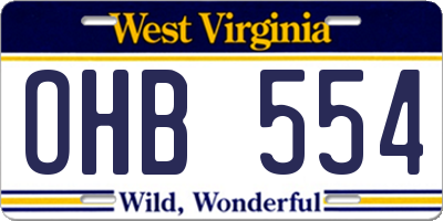 WV license plate OHB554