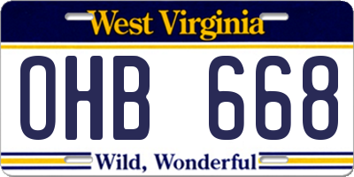 WV license plate OHB668