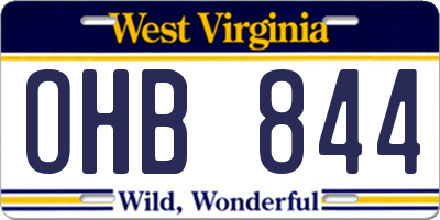 WV license plate OHB844
