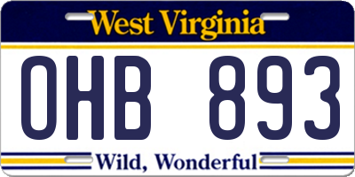 WV license plate OHB893