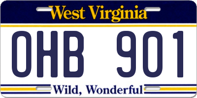 WV license plate OHB901