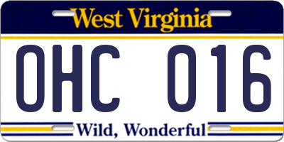WV license plate OHC016