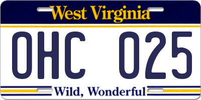 WV license plate OHC025