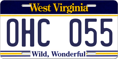 WV license plate OHC055