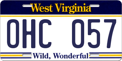 WV license plate OHC057