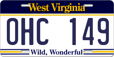 WV license plate OHC149