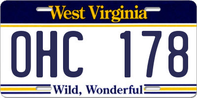 WV license plate OHC178