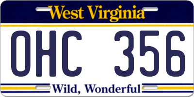 WV license plate OHC356