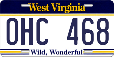 WV license plate OHC468