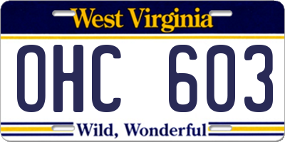 WV license plate OHC603
