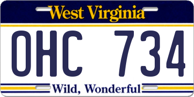 WV license plate OHC734