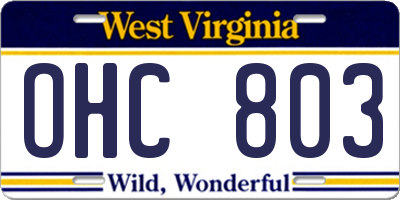WV license plate OHC803