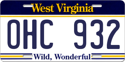 WV license plate OHC932