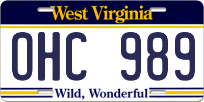 WV license plate OHC989