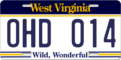 WV license plate OHD014