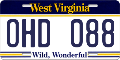 WV license plate OHD088